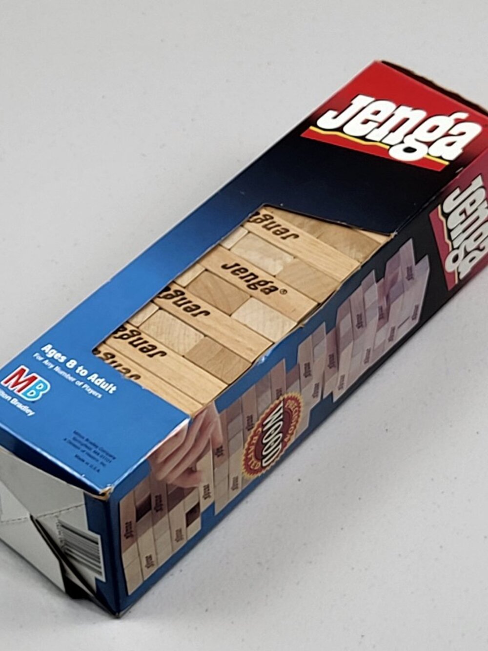 Vtg Jenga Game 1986 Milton Bradley Precision Crafted 54 pcs Hardwood Blocks USA - Picture 7 of 9